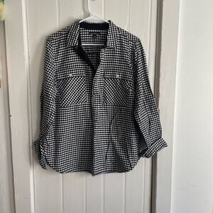 J Crew Black and White Gingham Flannel Shirt